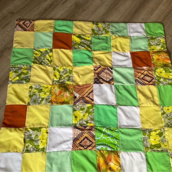 Vintage quilt small patchwork throw blanket quilt car blanket vintage handmade - Picture 2 of 7